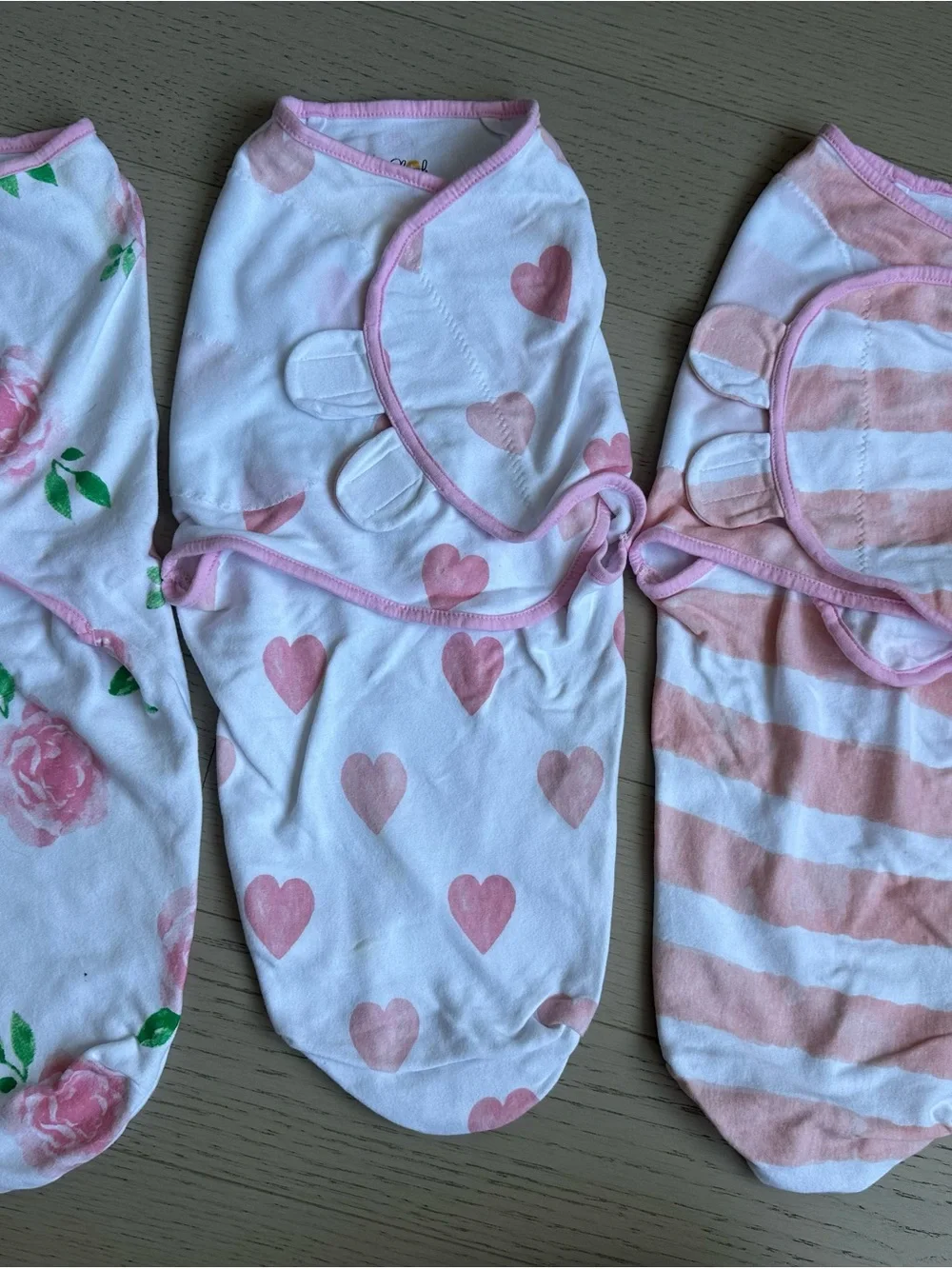 WBaby Pink Heart Swaddle Sack - pack of 3
